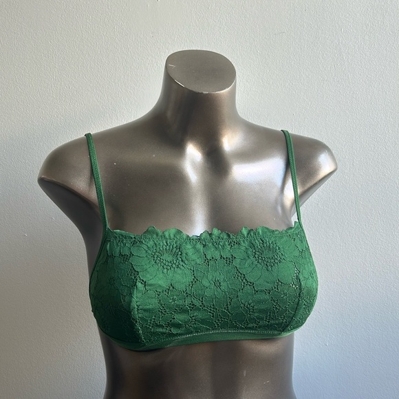 Aerie Green Floral Lace Bralette Size Large - Picture 5 of 5